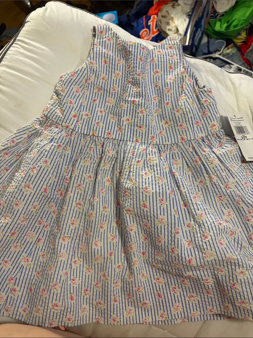 Polo Ralph Lauren Blue & White Striped Floral Sundress - 2T NWT
